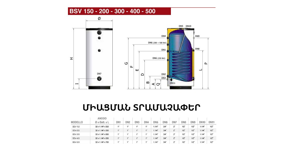 Бойлер BSV-150 (1 теплообменник)