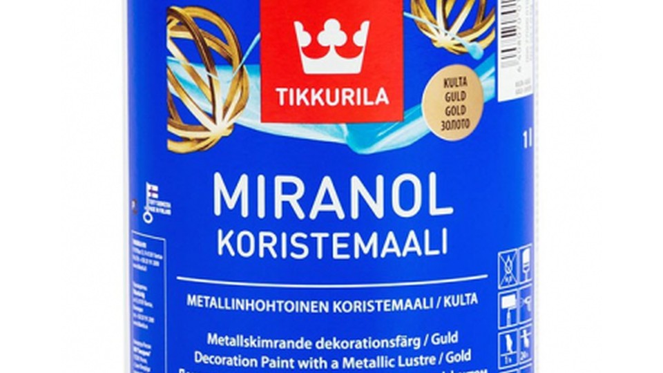 Краска декоративная Miranol Gold золотая глянцевая 0,1л, Тиккурила