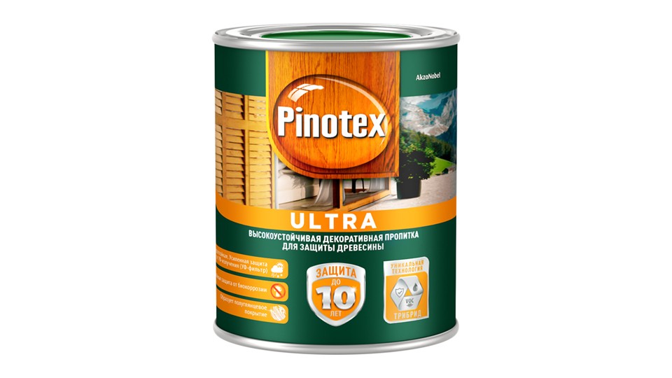 Пропитка декоративная для защиты древесины Pinotex Ultra полуглянцевая махагон 1 л