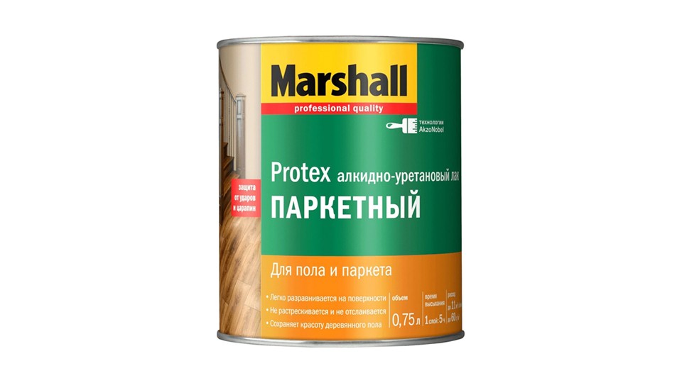 Маршалл Протекс Лак паркетный алкидно-уретановый матовый 0.75л