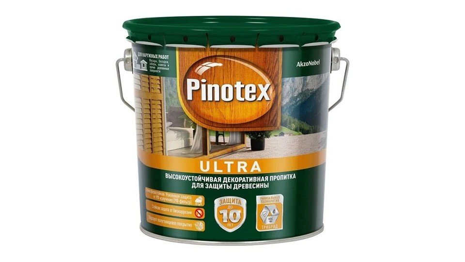 Пропитка декоративная для защиты древесины Pinotex Ultra полуглянцевая бесцветная 2,7 л