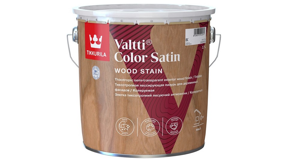 Պաշտպանիչ հակասեպտիկ փայտի ֆակտուրան ընդգծող Tikkurila Valtti Color կիսափայլուն բազա-EC 2,7 լ