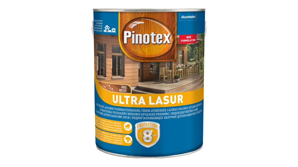 Пропитка декоративная для защиты древесины Pinotex Ultra полуглянцевая орех 3 л