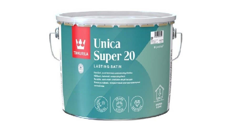 Yacht urethane-alkyd varnish Tikkurila Unica Super 20 semi-gloss base-EP 9 l