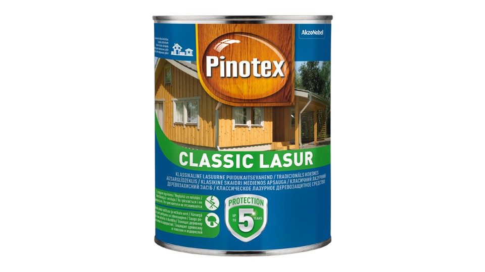 Դեկորատիվ դեղաներկ փայտի պաշտպանության համար Pinotex Classic տիքի ծառ 1 լ