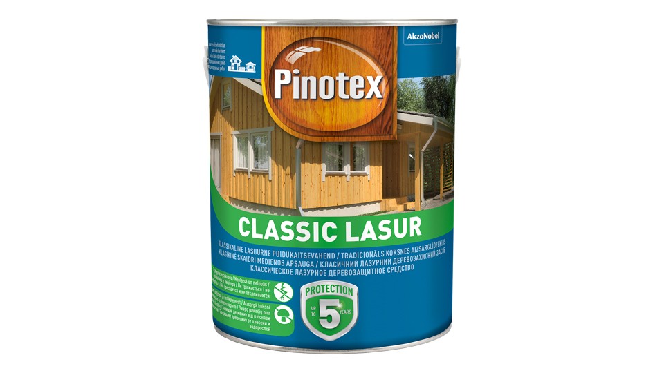 Դեկորատիվ դեղաներկ փայտի պաշտպանության համար Pinotex Classic անգույն 3 լ