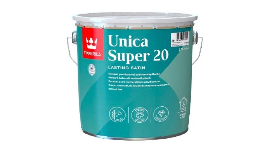 Yacht urethane-alkyd varnish Tikkurila Unica Super 20 semi-gloss base-EP 2,7 l