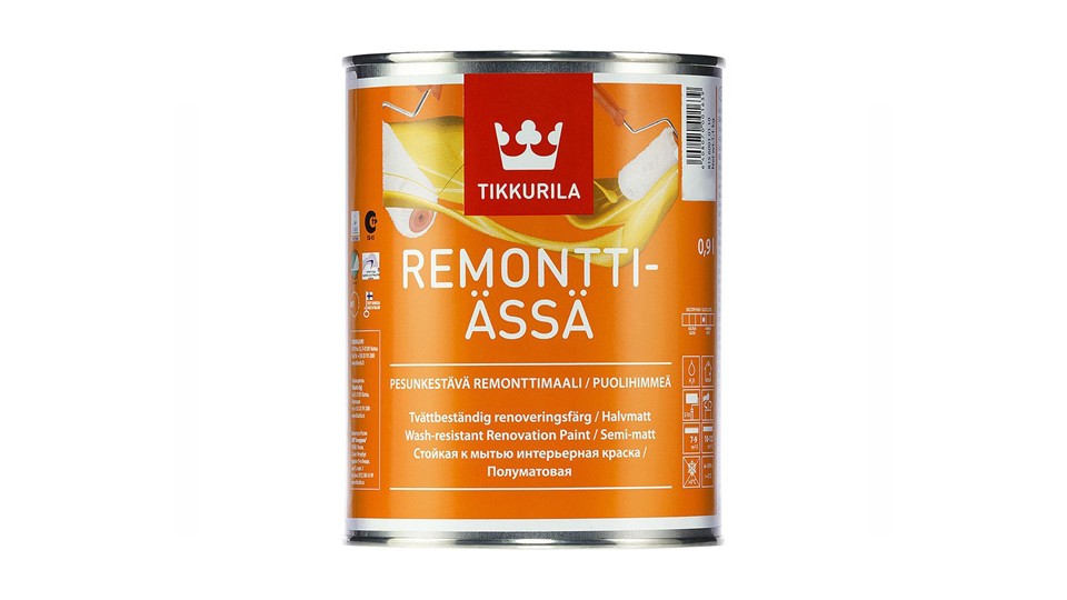 Краска для стен и потолков акрилатная Tikkurila Remontti-Assa полуматовая база-A 0,9 л