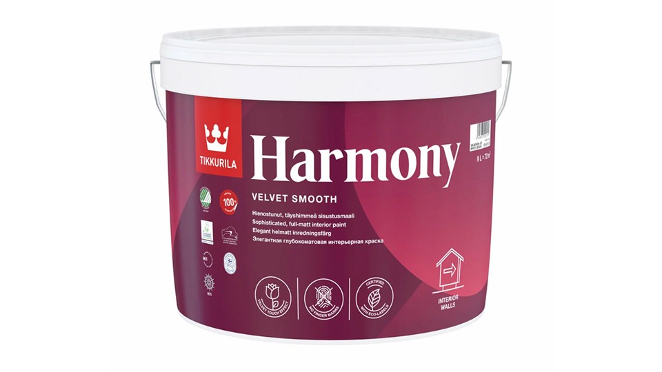 Acrylate paint for walls and ceilings Tikkurila Harmony velvety matte base-C 9 l