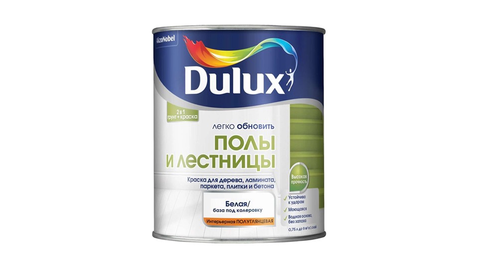 Paint for floor coverings water-dispersion Dulux Полы и лестницы semi-gloss base-BW 0,75 l