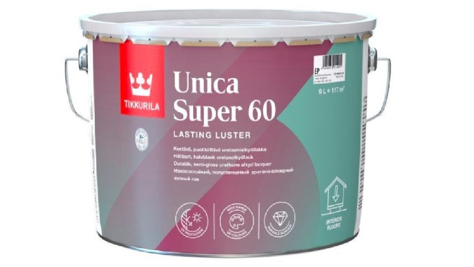 Yacht urethane-alkyd varnish Tikkurila Unica Super 60 semi-gloss base-EP 9 l