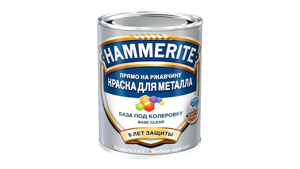 Краска для металлических поверхностей алкидная Hammerite гладкая база-бесцветная 0,65 л
