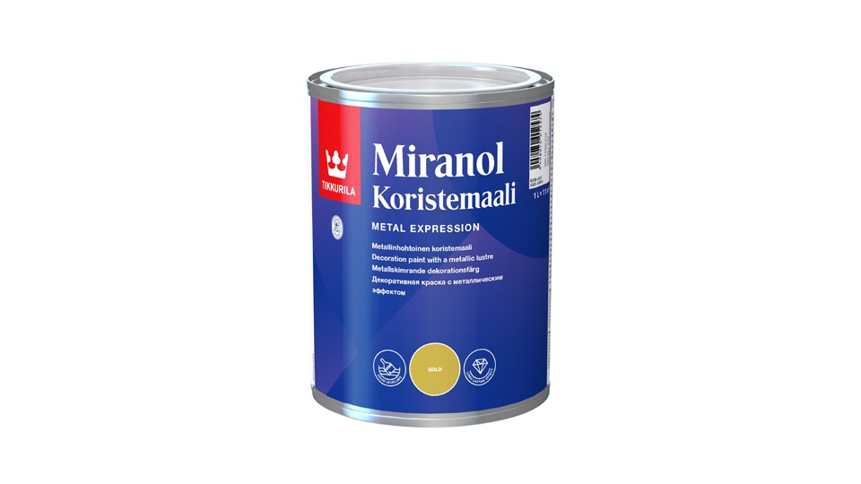 Краска декоративная Miranol Gold золотая глянцевая 1л, Тиккурила