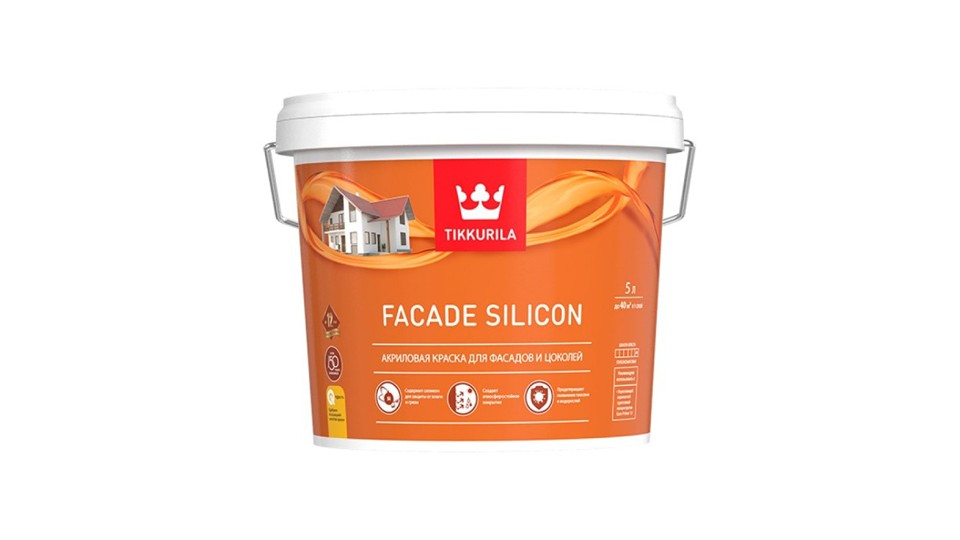 Краска для минеральных фасадов акриловая Tikkurila Facade Silicon глубокоматовая база-C 5 л