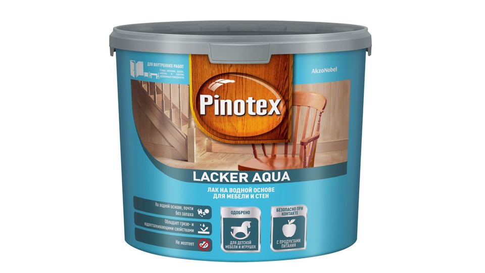 Water-based wood varnish tinted Pinotex Lacker Aqua 10 matte 2,7 l