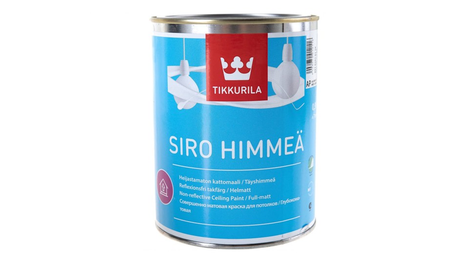 Ներկ պատերի և առաստաղների համար ակրիլային Siro Himmea գերփայլատ սպիտակ 0,9 լ