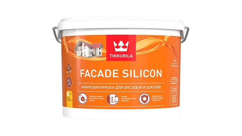 Краска для минеральных фасадов акриловая Tikkurila Facade Silicon глубокоматовая база-VVA 9 л