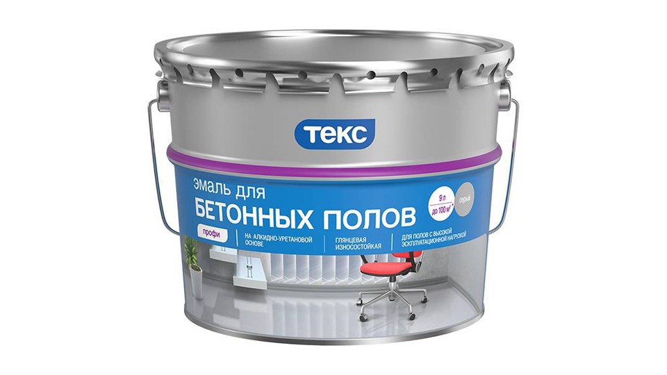 Alkyd-urethane enamel for concrete floors Tex Profi glossy gray 9 l