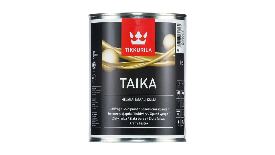 Decorative acrylate paint Tikkurila Taika Helmiasmaali semi-gloss base-HM pearlescent golden 0,9 l