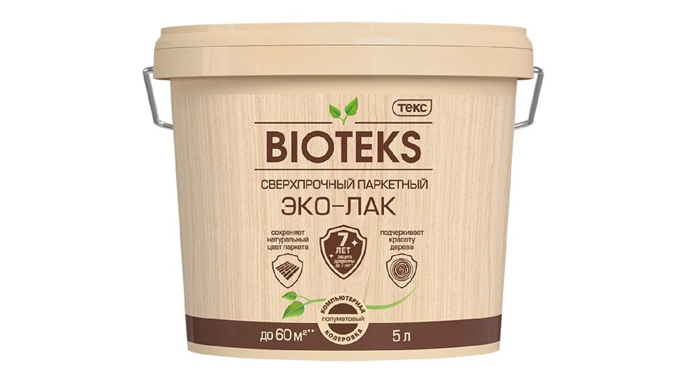 Parquet lacquer acrylic heavy-duty Текс Bioteks semi-gloss 5 l