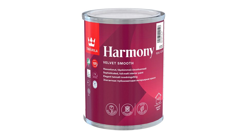 Краска для стен и потолков акрилатная Tikkurila Harmony бархатисто-матовая база-A 0,9 л