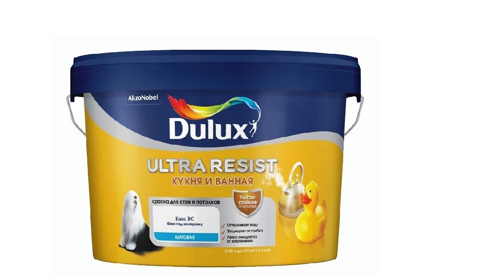Ներկ խոհանոցի և լոգասենյակի համար Dulux Ultra Resist փայլատ բազա-BC 2,5 լ