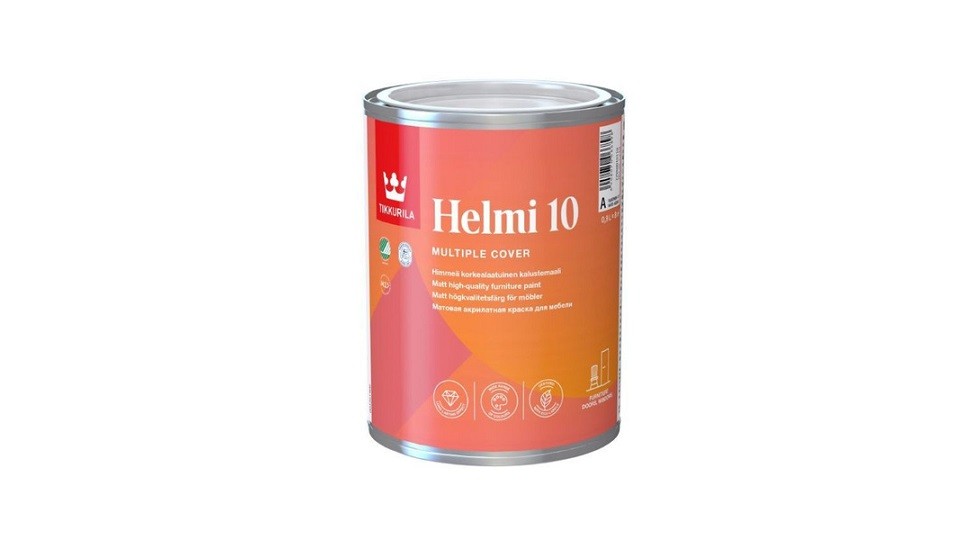 Краска для мебели акрилатная Tikkurila Helmi 10 матовая база A 0,9 л. 
