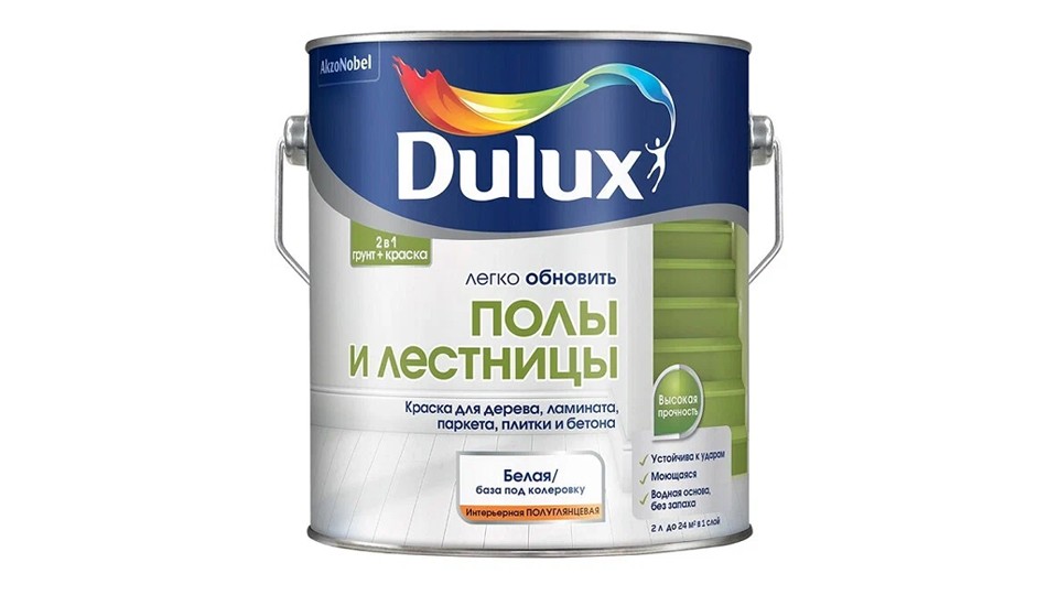 Paint for floor coverings water-dispersion Dulux Полы и лестницы semi-gloss base-BC 2 l