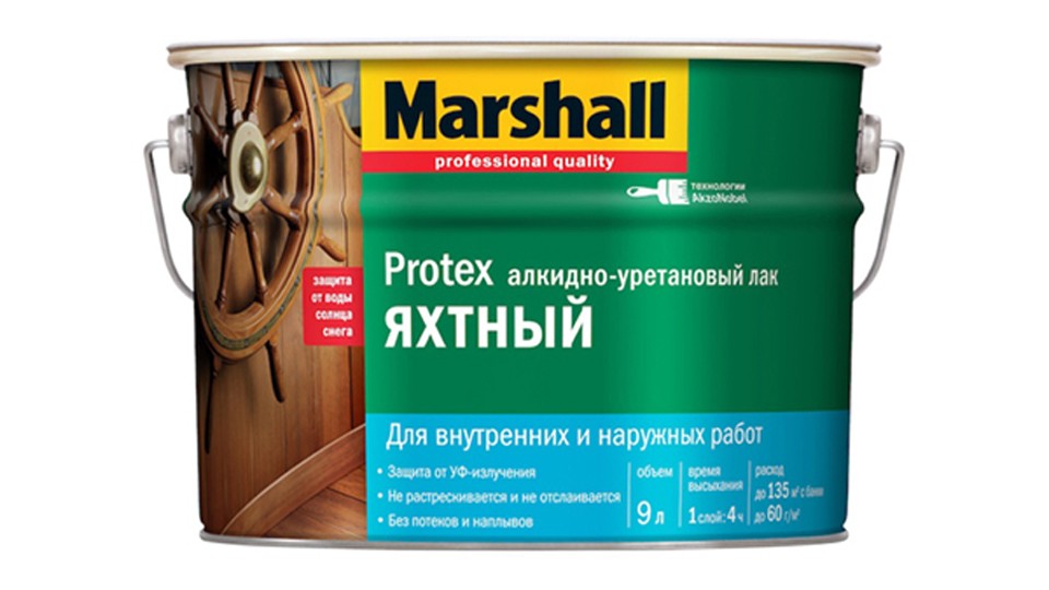 Маршалл Протекс Лак яхтный алкидно-уретановый глянцевый 9л