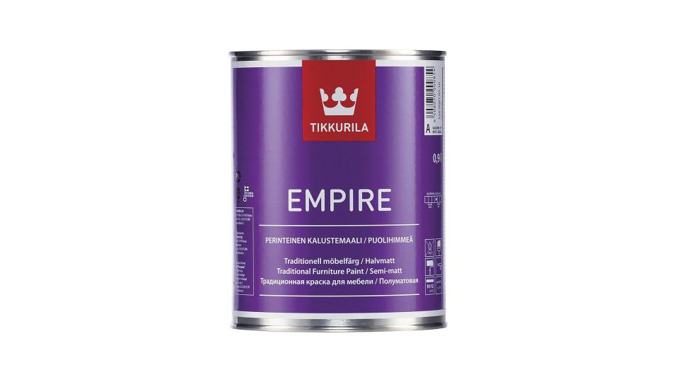 Alkyd furniture paint Tikkurila Empire semi-matt base-A 0,9 l