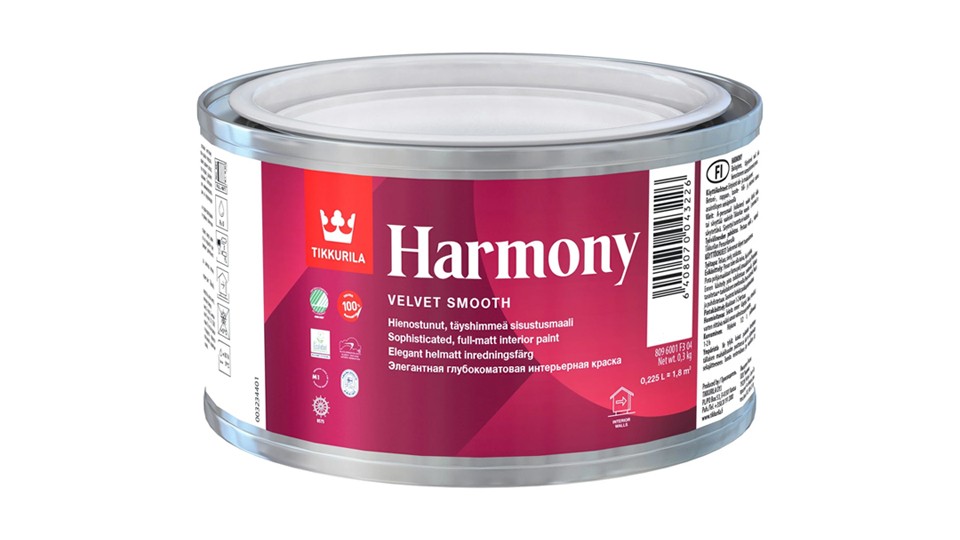 Acrylate paint for walls and ceilings Tikkurila Harmony velvety matte base-A 0,225 