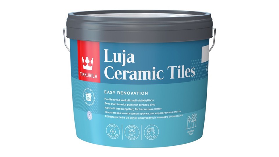 Ներկ կերամիկական սալիկների համար Tikkurila Luja Ceramic Tiles կիսափայլատ բազա-A 2,7 լ