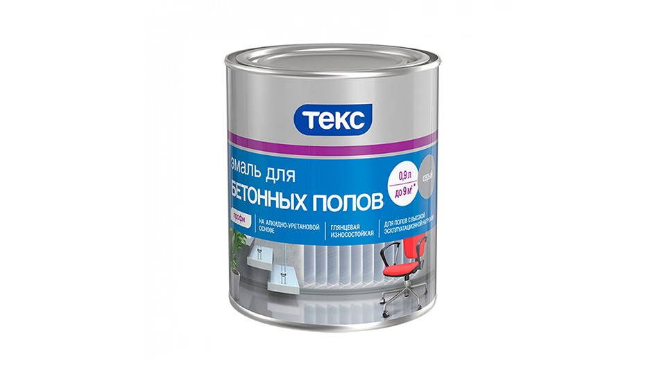 Alkyd-urethane enamel for concrete floors Tex Profi glossy gray 0,9 l