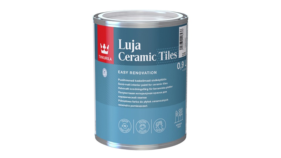 Paint for ceramic tiles Tikkurila Luja Ceramic Tiles semi-matt base-A 0,9 l