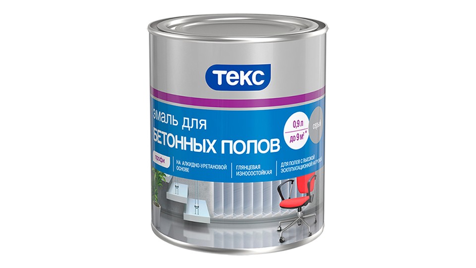 Alkyd-urethane enamel for concrete floors Tex Profi glossy gray 0,9 l