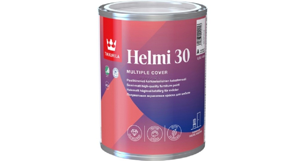 Краска для мебели акрилатная Tikkurila Helmi 30 полуматовая база C 0,9 л. 