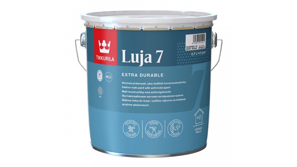 Moisture-resistant antifungal paint Luja 7 A matte 2.7l, Tikkurila