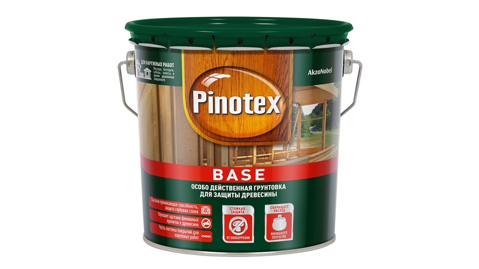 Грунт для защиты древесины Pinotex Base 3 л