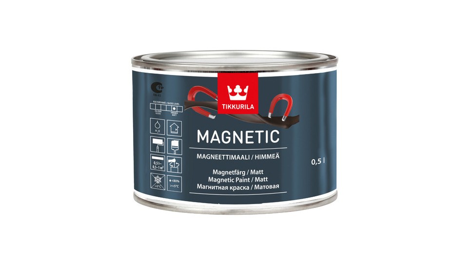 Краска магнитная Tikkurila Magnetic серая 0,5 л