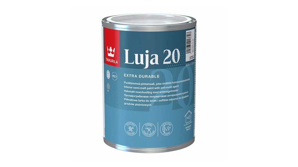 Ներկ խոնավ տարածքների համար Tikkurila Luja New 20 կիսափայլատ բազա-A 0,9 լ