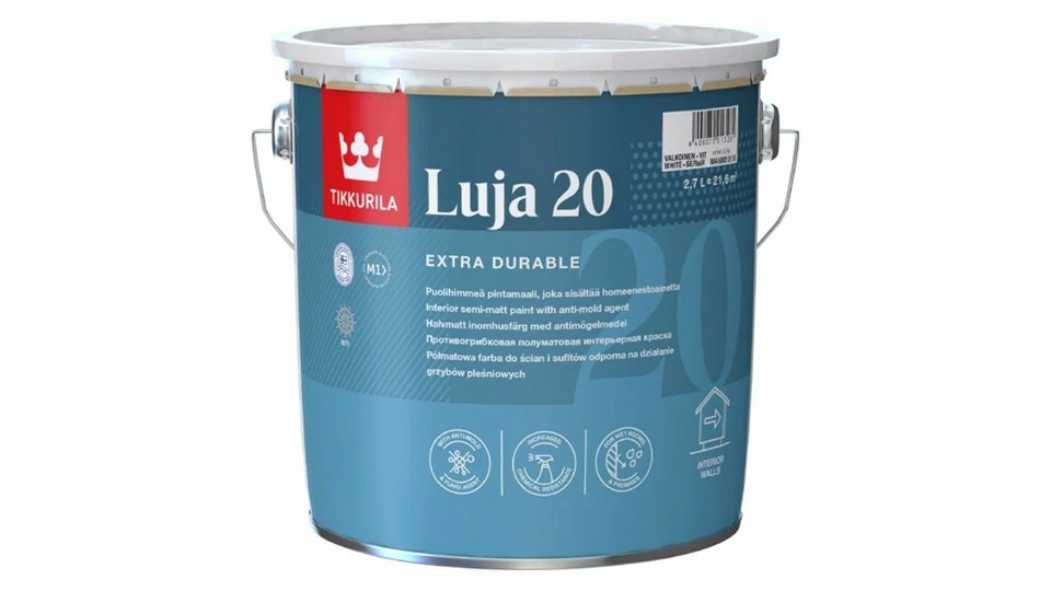 Paint for wet rooms Tikkurila Luja New 20 semi-matt base-A 2,7 l
