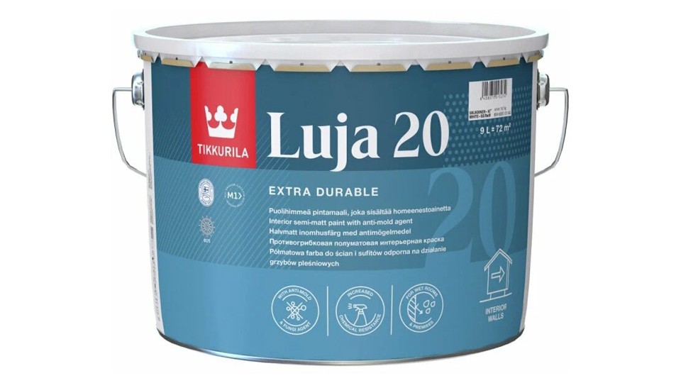 Краска для влажных помещений Tikkurila Luja New 20 полуматовая база-A 9 л