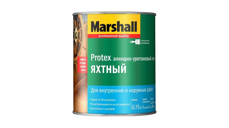 Маршалл Протекс Лак яхтный алкидно-уретановый полуматовый 0.75л