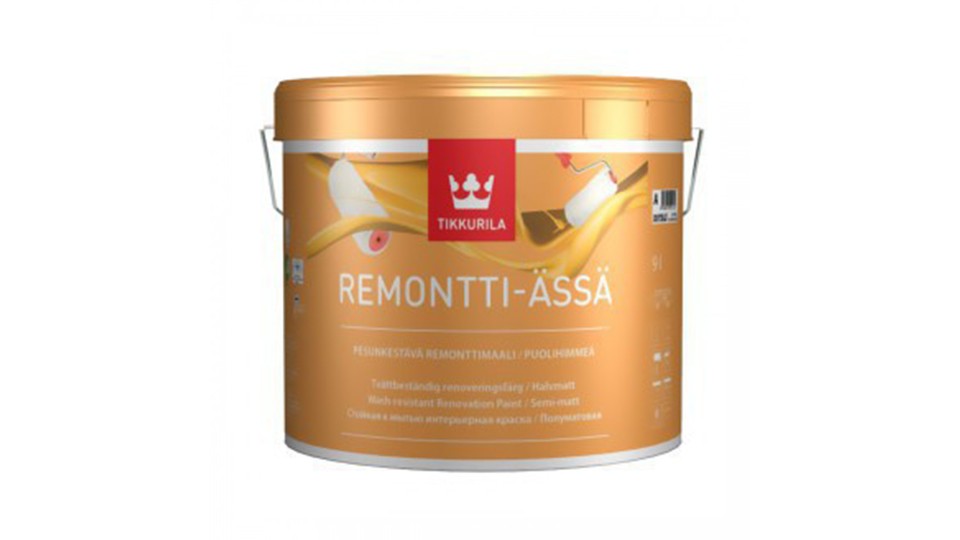 Ներկ պատերի և առաստաղների համար ակրիլային Tikkurila Remontti-Assa կիսափայլատ բազա-A 0,9 լ